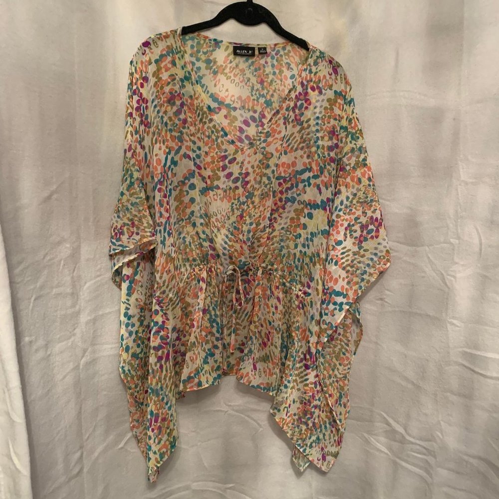 EUC Allen B Multicolor Sheer Flowy Loose Fit Drawstring Waist Top Size Medium